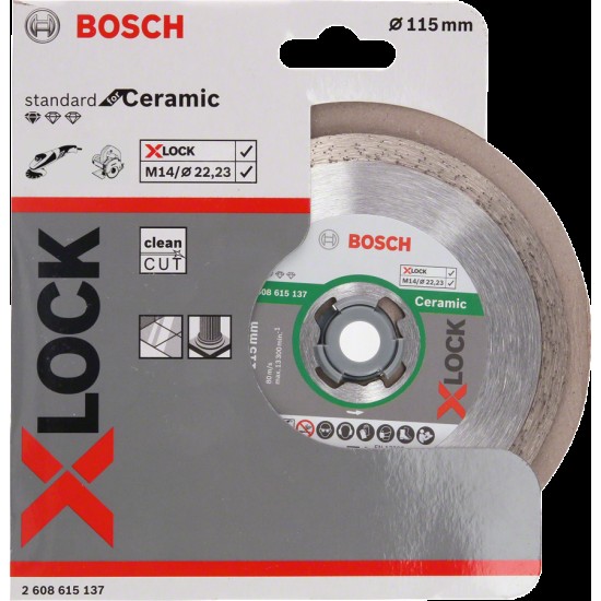 Bosch X-LOCK Standard Seri Seramik İçin Elmas Kesme Diski 115 mm