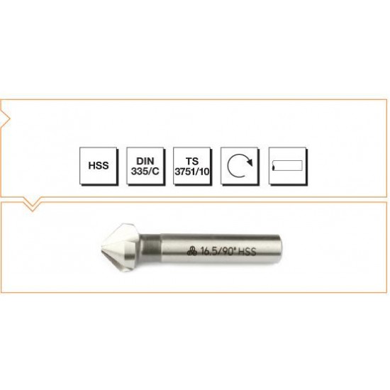 Makina Takım B00313121240 3 Ağızlı Silindirik Saplı Havşa Freze 12.4 mm - 90º